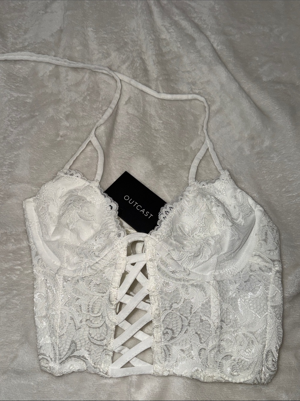 Outcast White Lace Corset-Style Crop Top